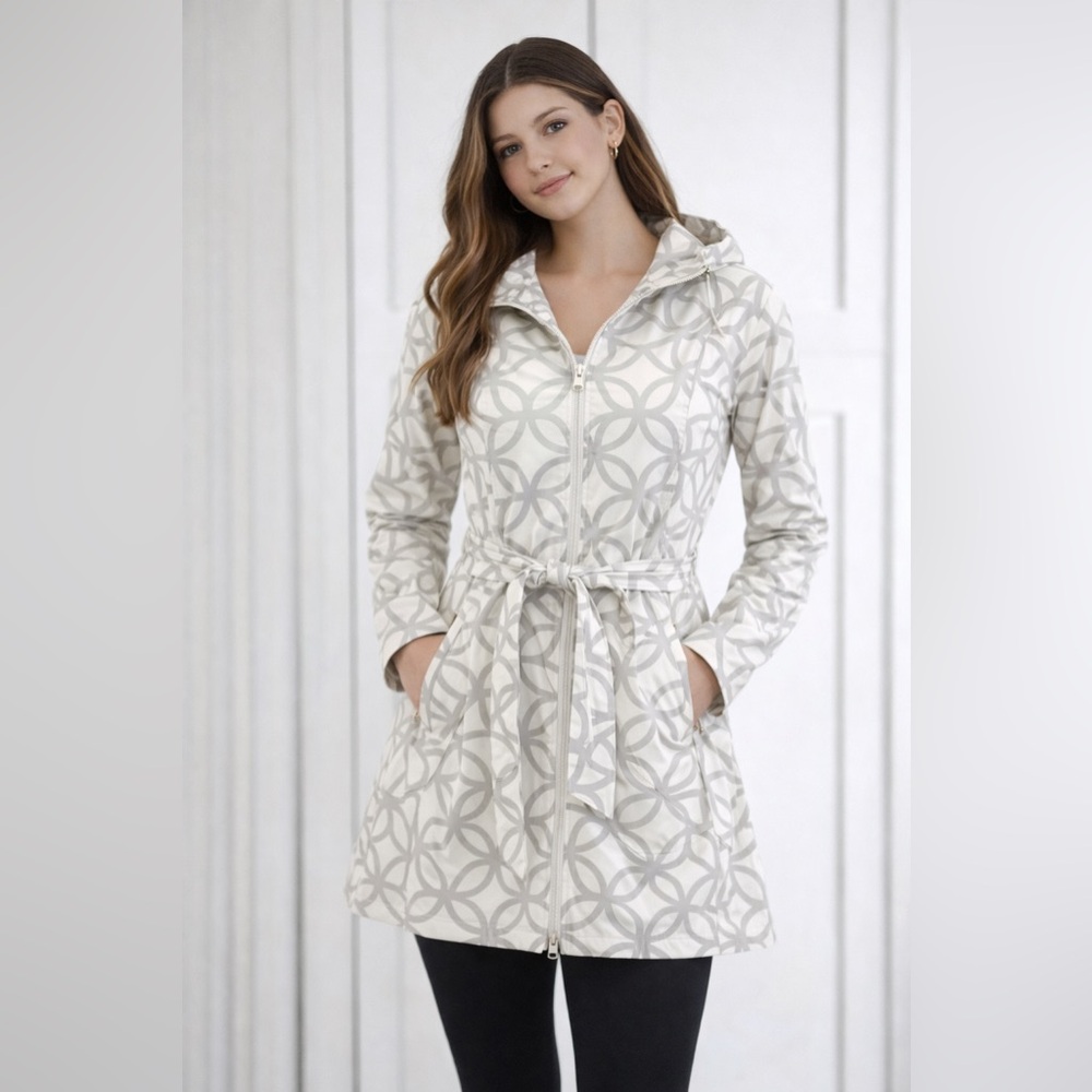 Lululemon Athletica Geometric Trench Coat - Cream and Gray